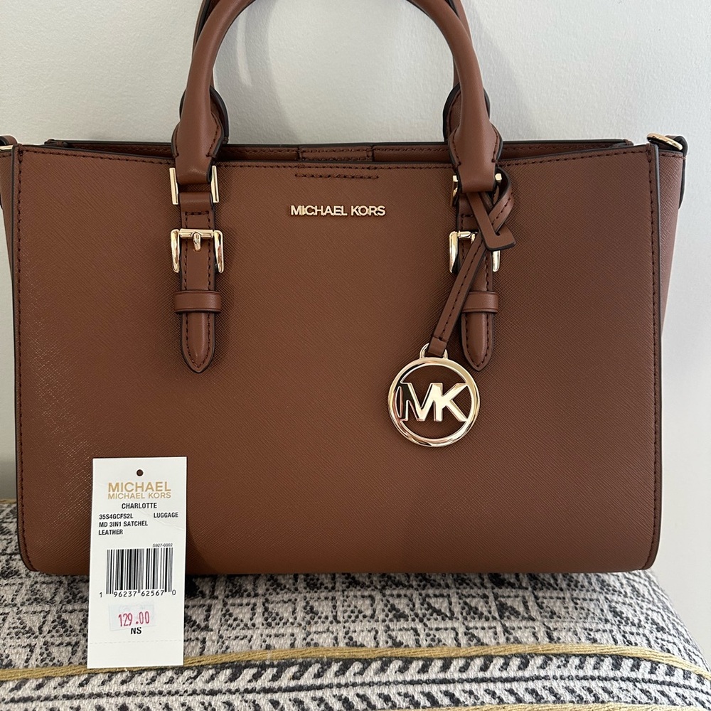 Michael Kors Brown Satchel with Gold Hardware